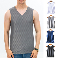 Mężczyźni lodowy jedwab podkoszulki koszulki letnia oddychająca koszulka podkoszulek męski Fitness Mesh szybkoschnący kamizelka bez rękawów kamizelka do biegania 3